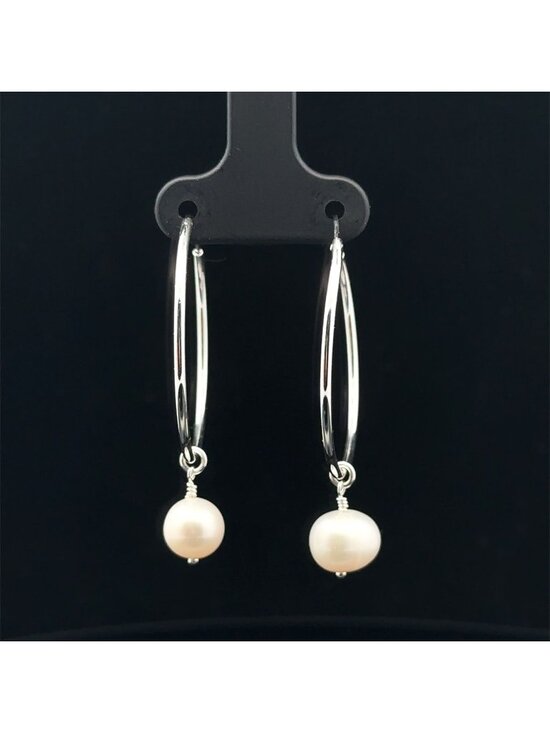 RAFANTHIA Jewelry - 925 Sterling Silver Hoops Earrings Freshwater Heart Interchangeable Modular